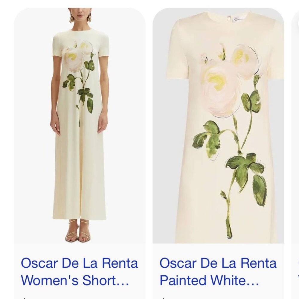 New-Spring 2025 Oscar de la Renta Rose-Print Jersey Short Sleeve Maxi Dress Sz10